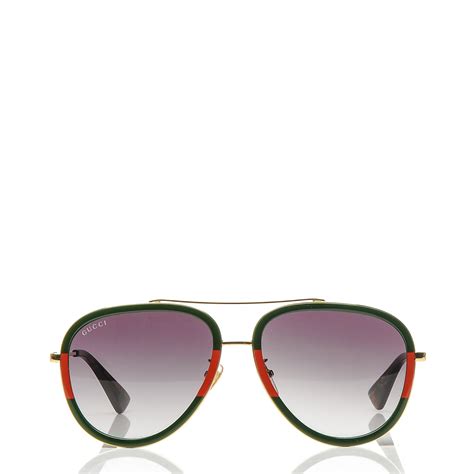 gucci black green and red sunglasses|Gucci aviator style sunglasses.